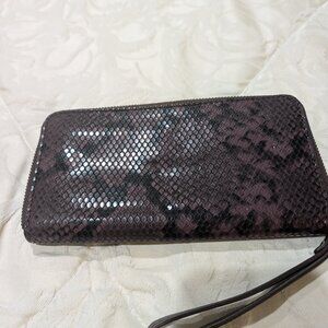 Fossil Burgundy Snake Skin Clutch